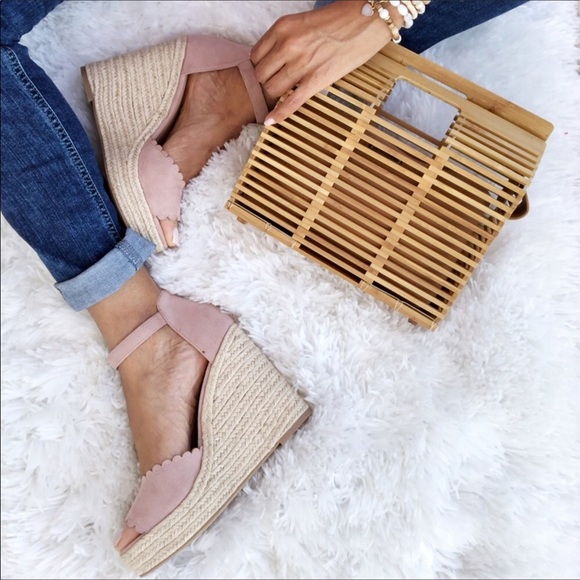 LAST 1! DUSTY MAUVE PLATFORM ESPADRILLE WEDGES - Picture 4 of 6